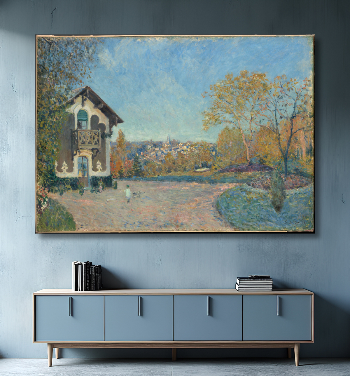 Reproduction Vue de Marly-le-Roi depuis Cœur-Volant de Alfred Sisley avec decor