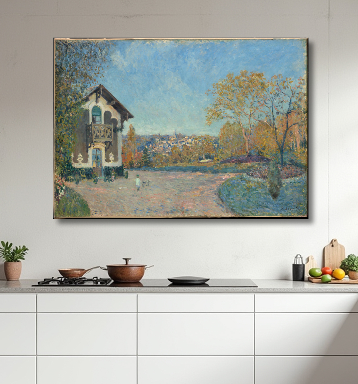 Reproduction Vue de Marly-le-Roi depuis Cœur-Volant de Alfred Sisley avec decor