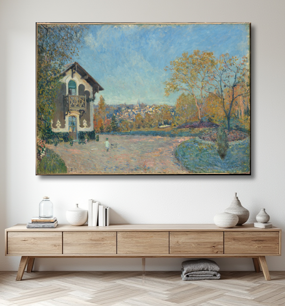 Reproduction Vue de Marly-le-Roi depuis Cœur-Volant de Alfred Sisley avec decor