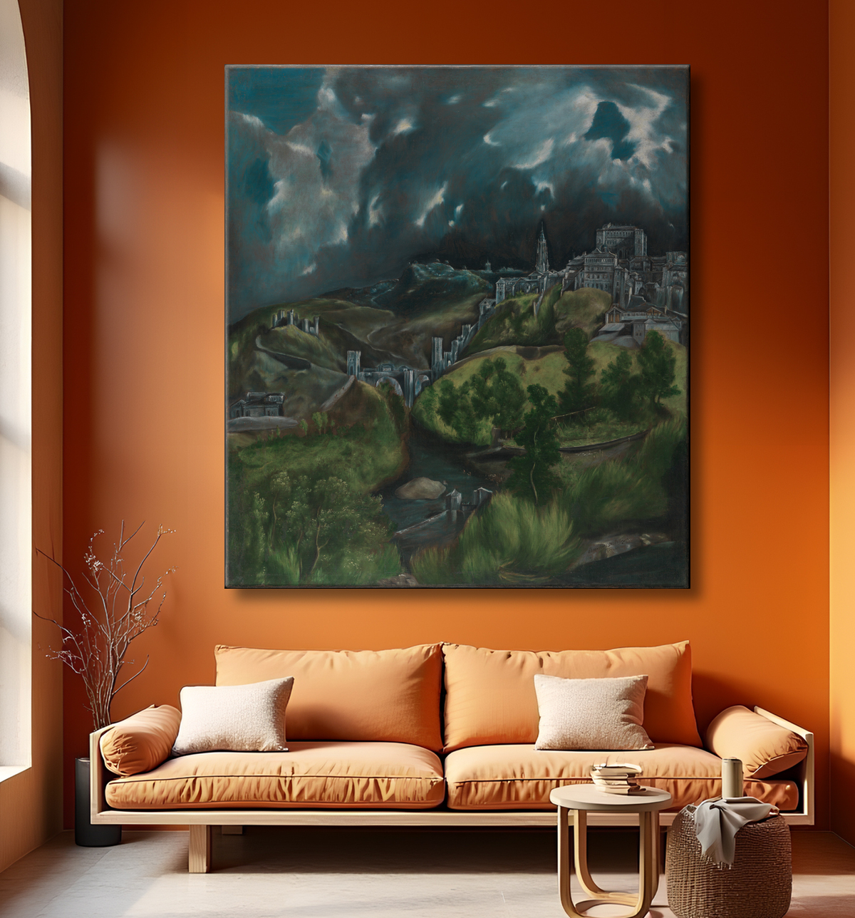 Reproduction Vue de Tolède de El Greco (Domenikos Theotokopoulos) avec decor
