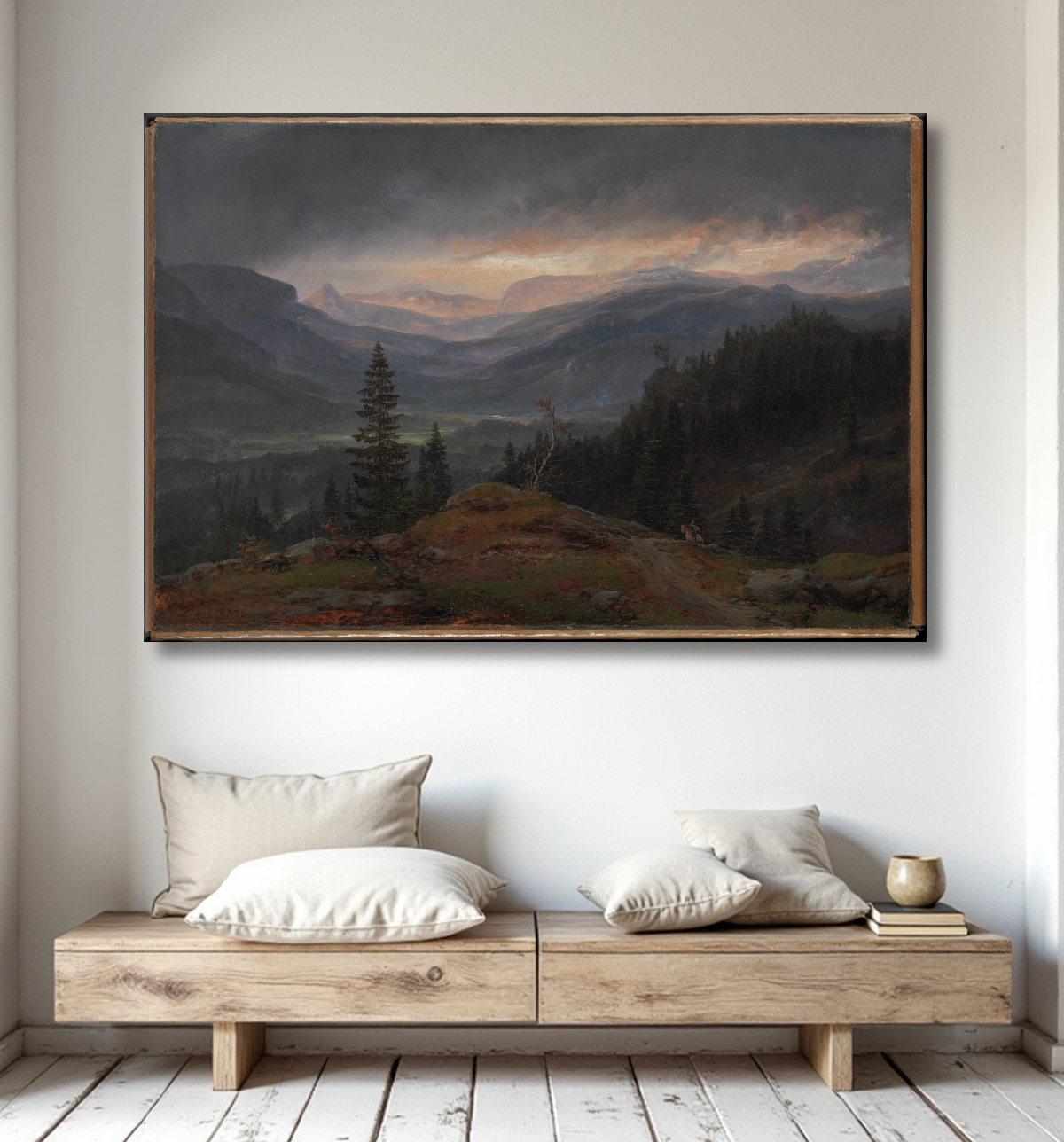 Reproduction Vue sur Hallingdal de Johan Christian Dahl avec decor