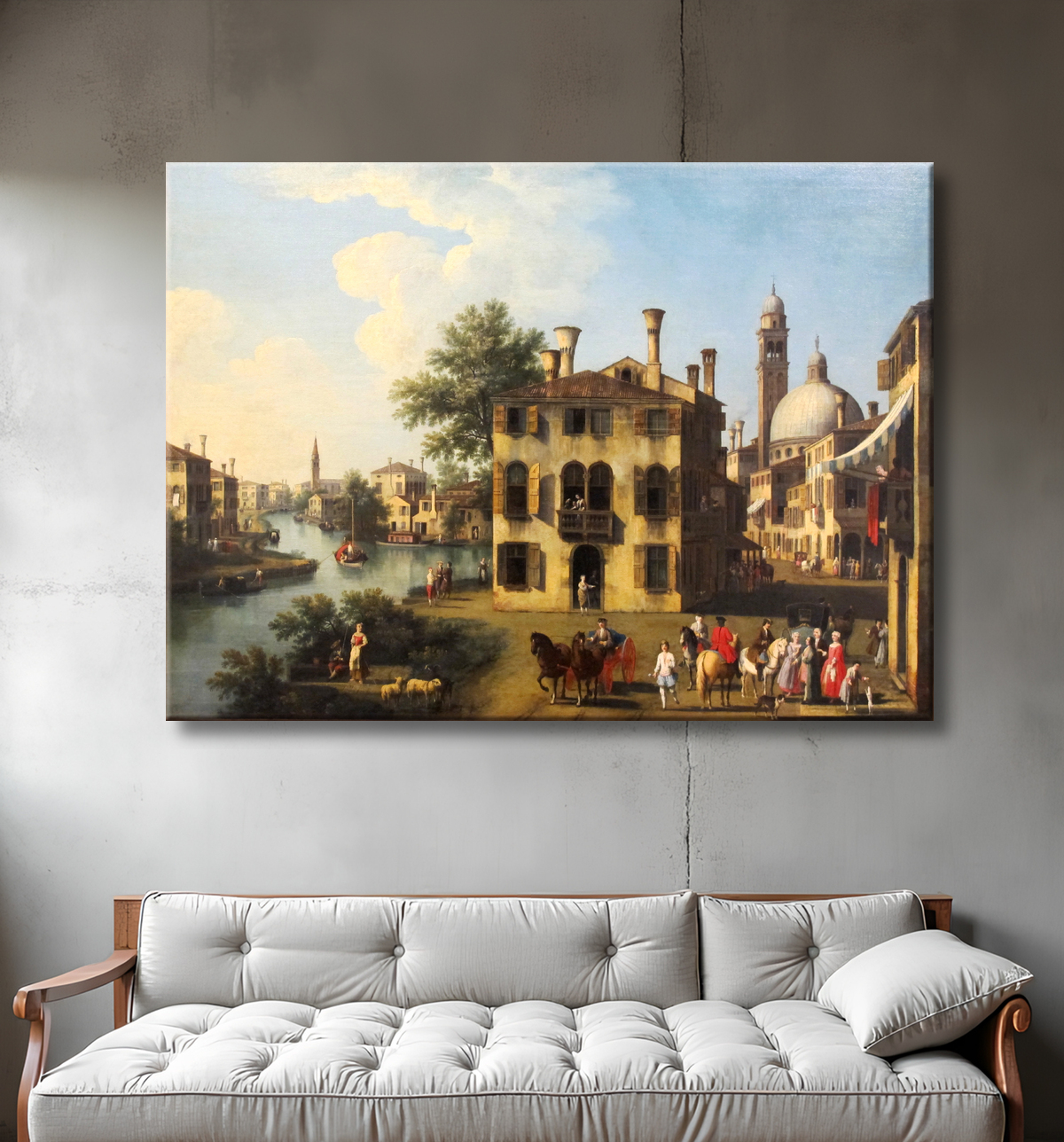 Reproduction Vue sur la Brenta, près de Dolo de Giambattista Cimaroli avec decor