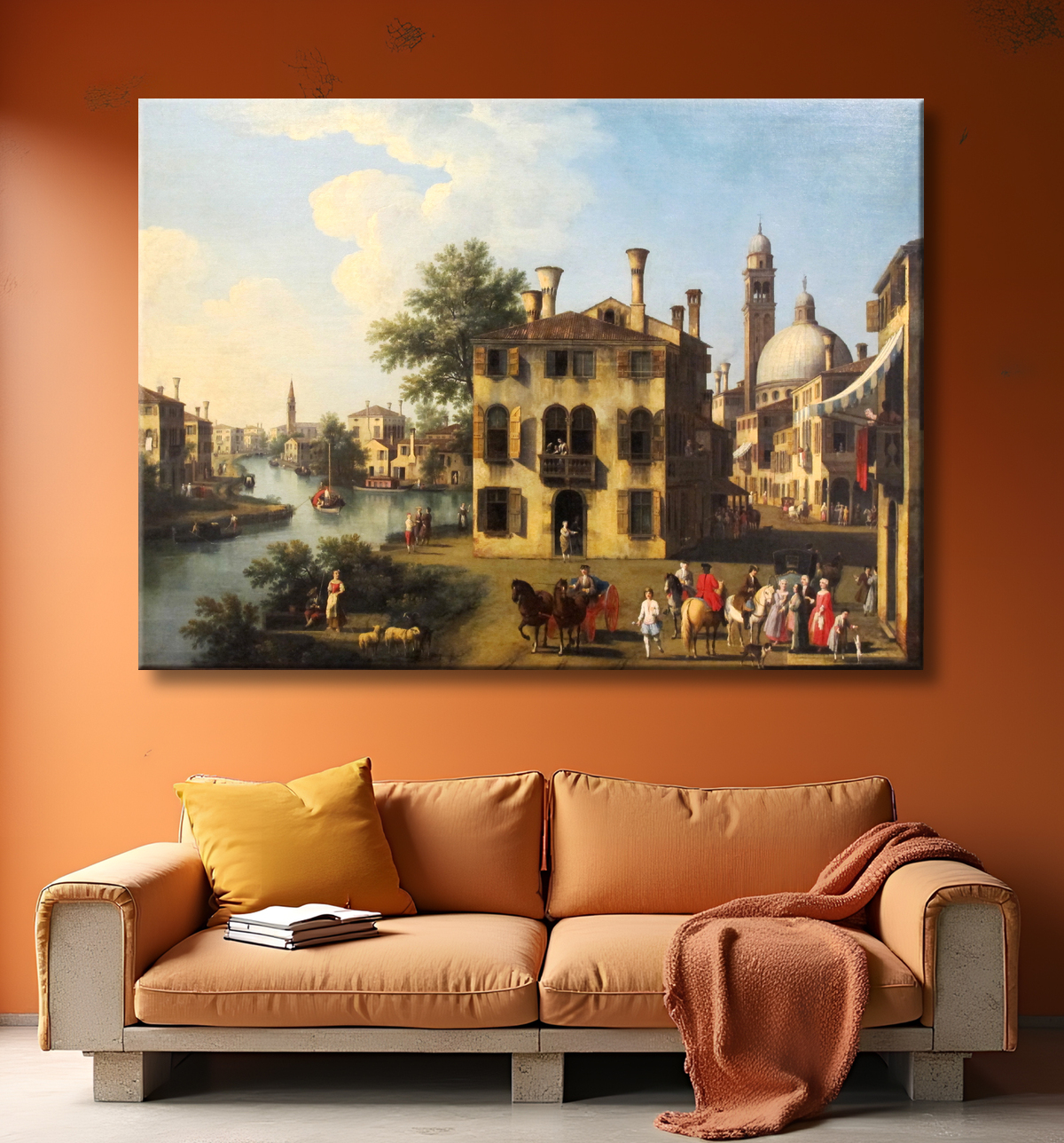 Reproduction Vue sur la Brenta, près de Dolo de Giambattista Cimaroli avec decor