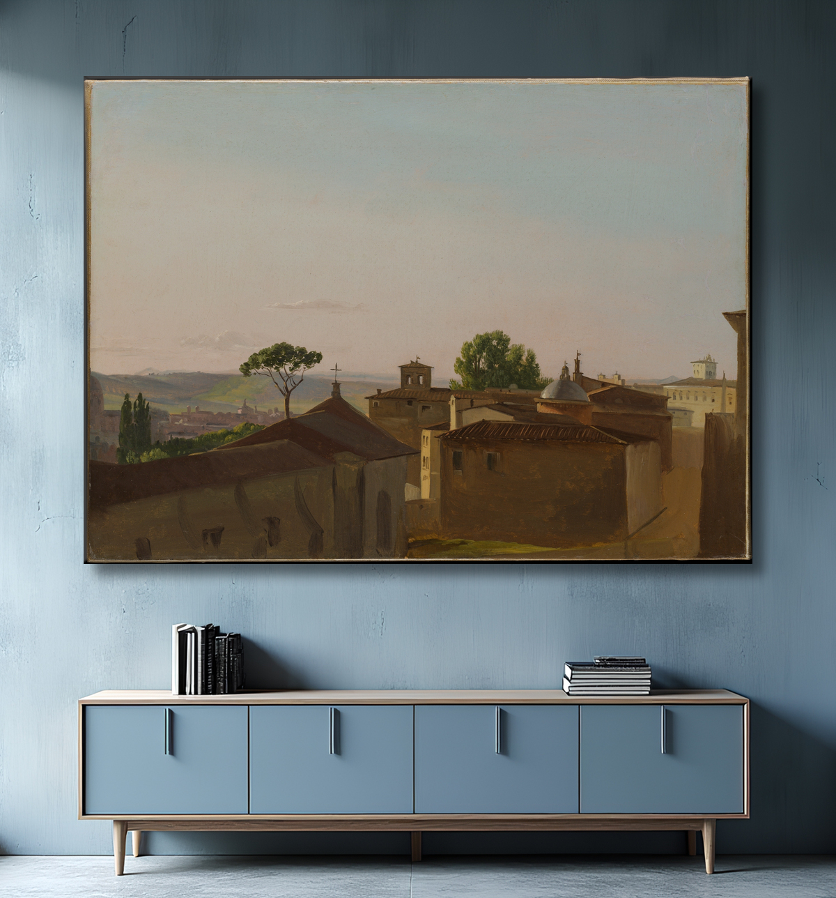 Reproduction Vue sur la colline du Quirinal, Rome de Simon Denis avec decor
