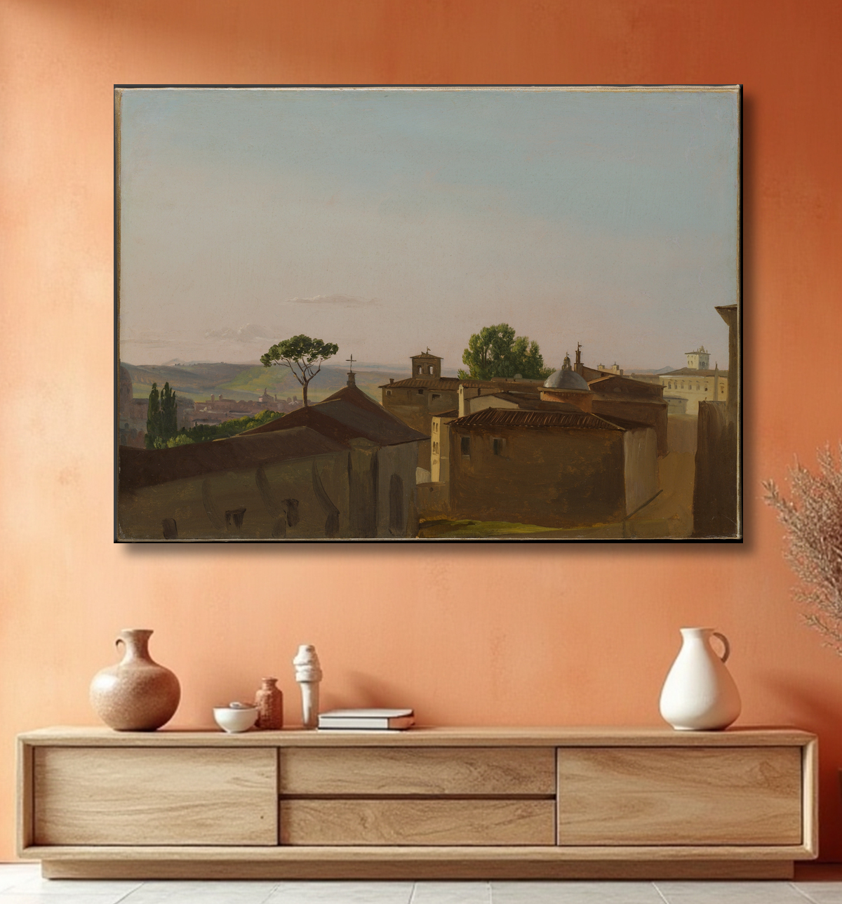 Reproduction Vue sur la colline du Quirinal, Rome de Simon Denis avec decor
