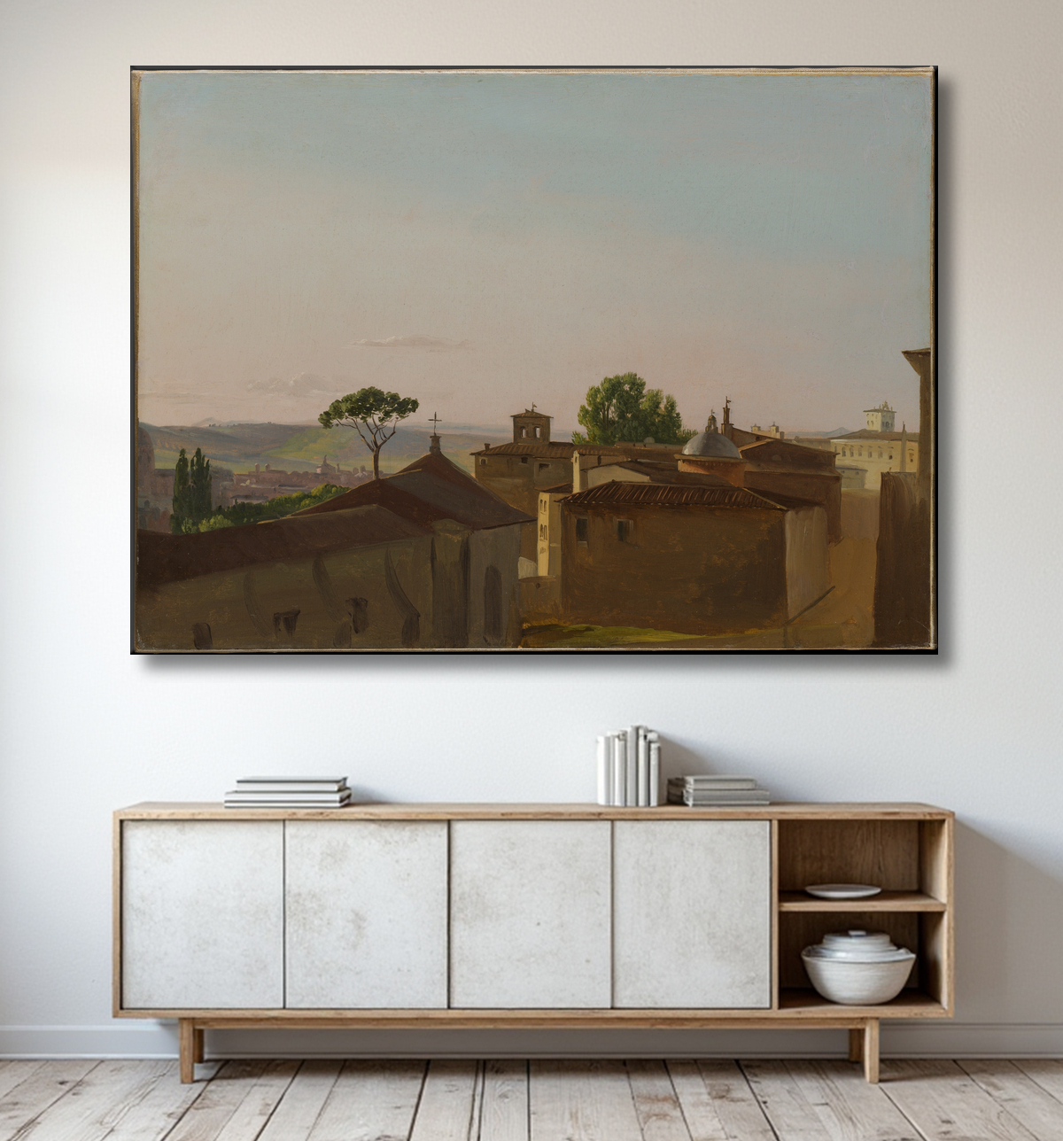 Reproduction Vue sur la colline du Quirinal, Rome de Simon Denis avec decor