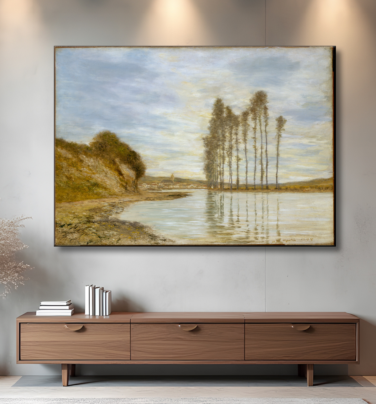 Reproduction Vue sur la Seine : Harpe des Vents de Homer Dodge Martin avec decor