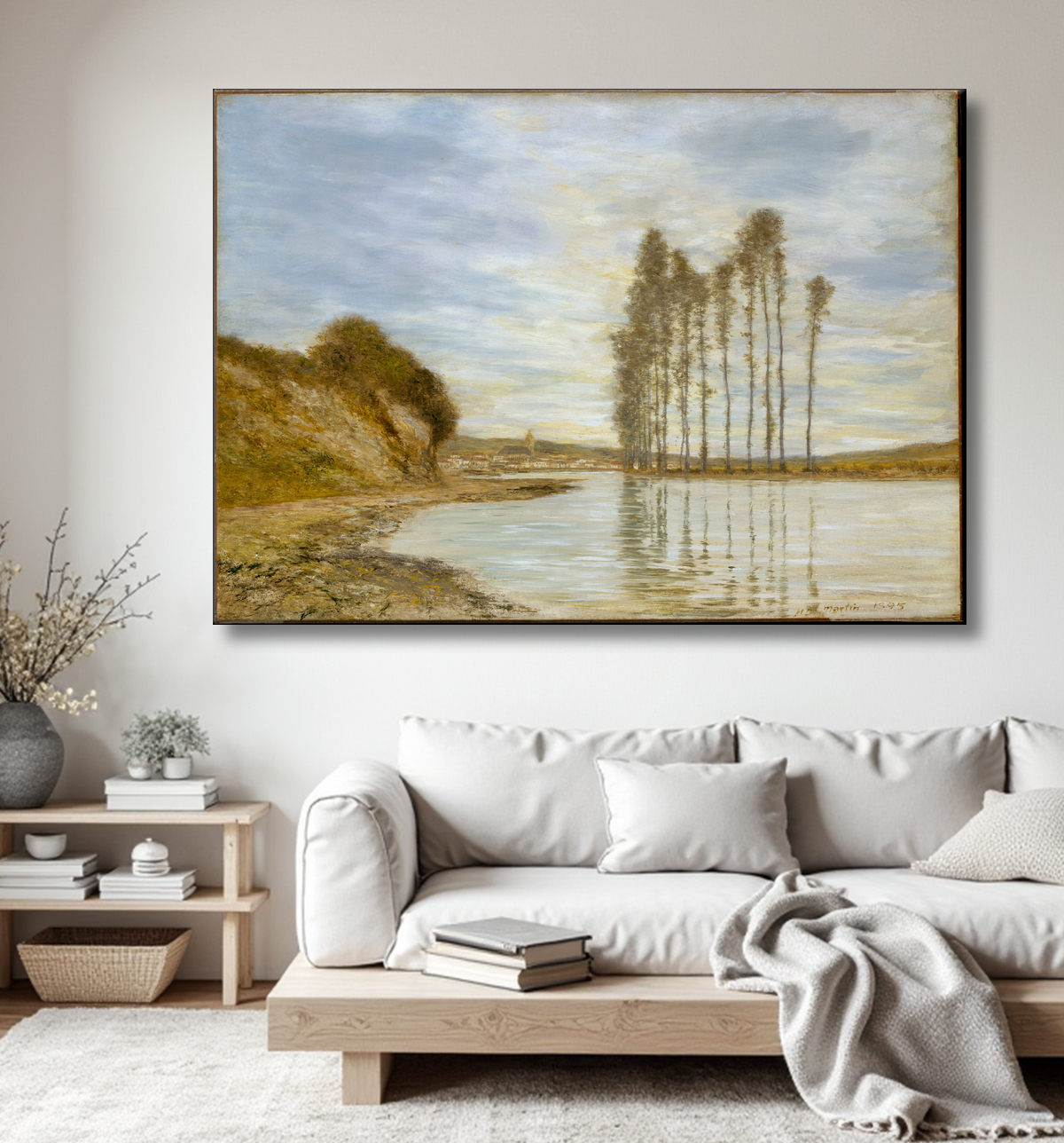 Reproduction Vue sur la Seine : Harpe des Vents de Homer Dodge Martin avec decor
