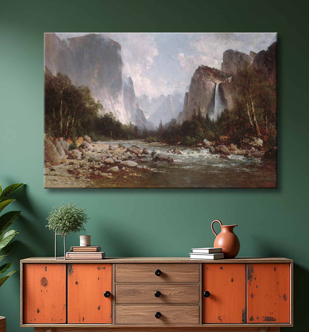 Reproduction Vue sur la vallée de Yosemite de Thomas Hill avec decor
