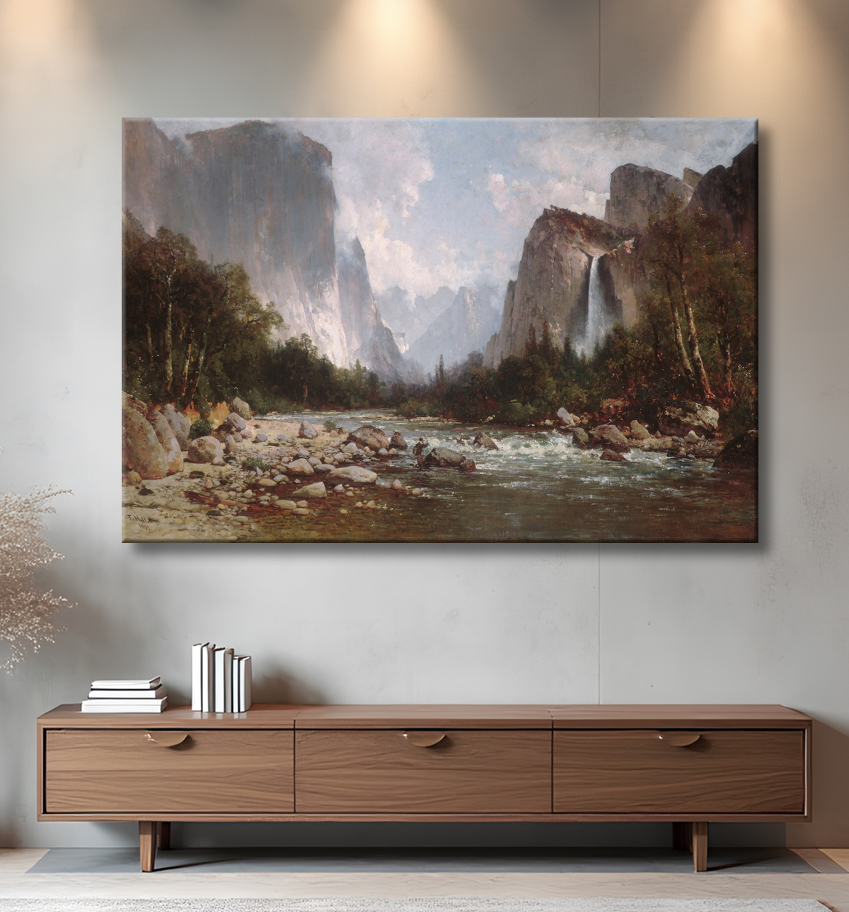 Reproduction Vue sur la vallée de Yosemite de Thomas Hill avec decor