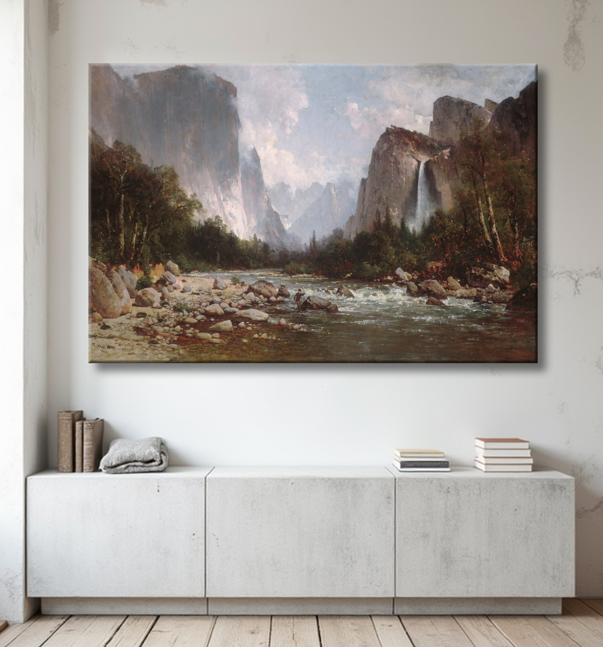 Reproduction Vue sur la vallée de Yosemite de Thomas Hill avec decor