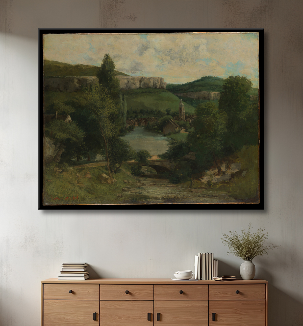 Reproduction Vue sur Ornans de Gustave Courbet avec decor