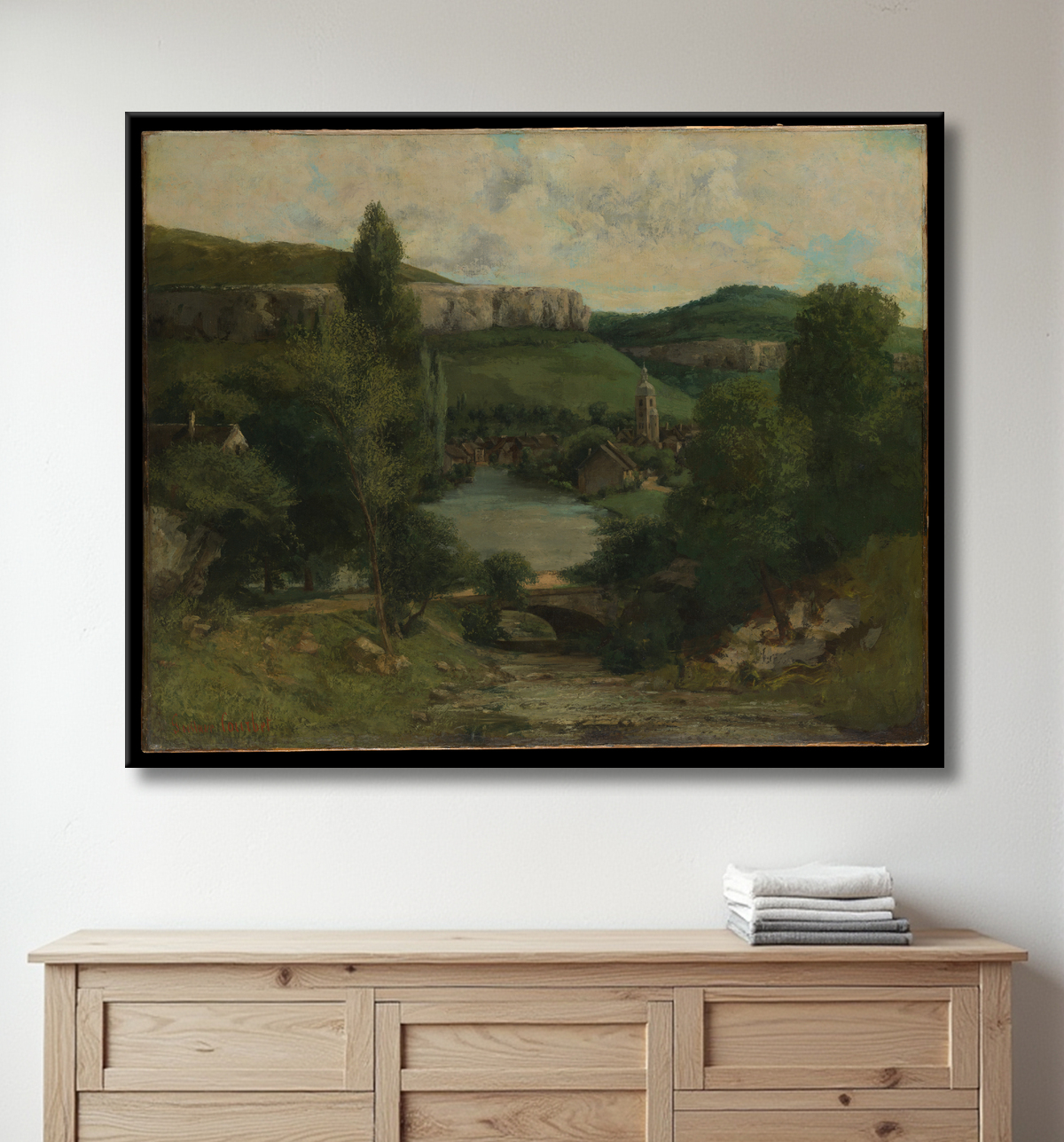 Reproduction Vue sur Ornans de Gustave Courbet avec decor