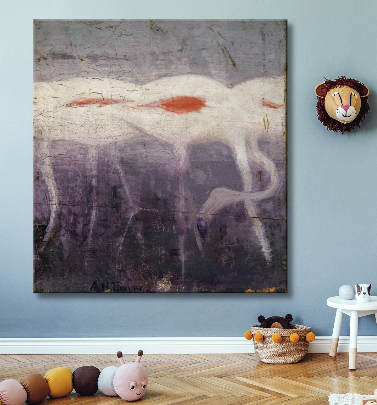 Reproduction White Flamingoes, étude pour le livre Concealing Coloration in the Animal Kingdom de Abbott Handerson Thayer, born Boston, MA 1849-died Dublin, NH 1921 avec decor