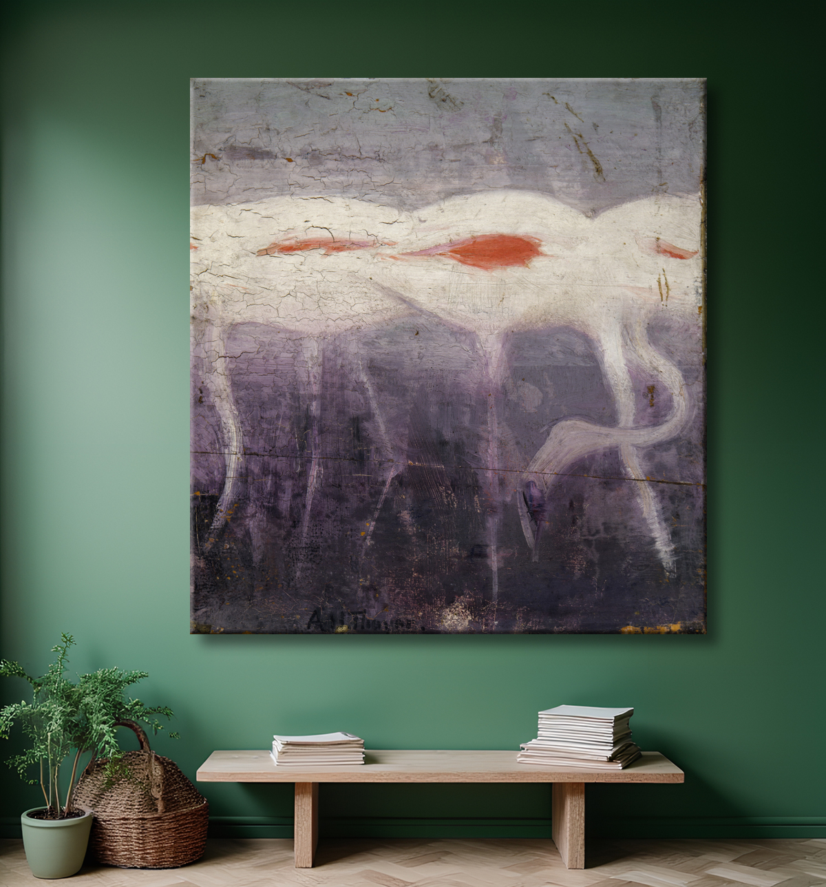Reproduction White Flamingoes, étude pour le livre Concealing Coloration in the Animal Kingdom de Abbott Handerson Thayer, born Boston, MA 1849-died Dublin, NH 1921 avec decor