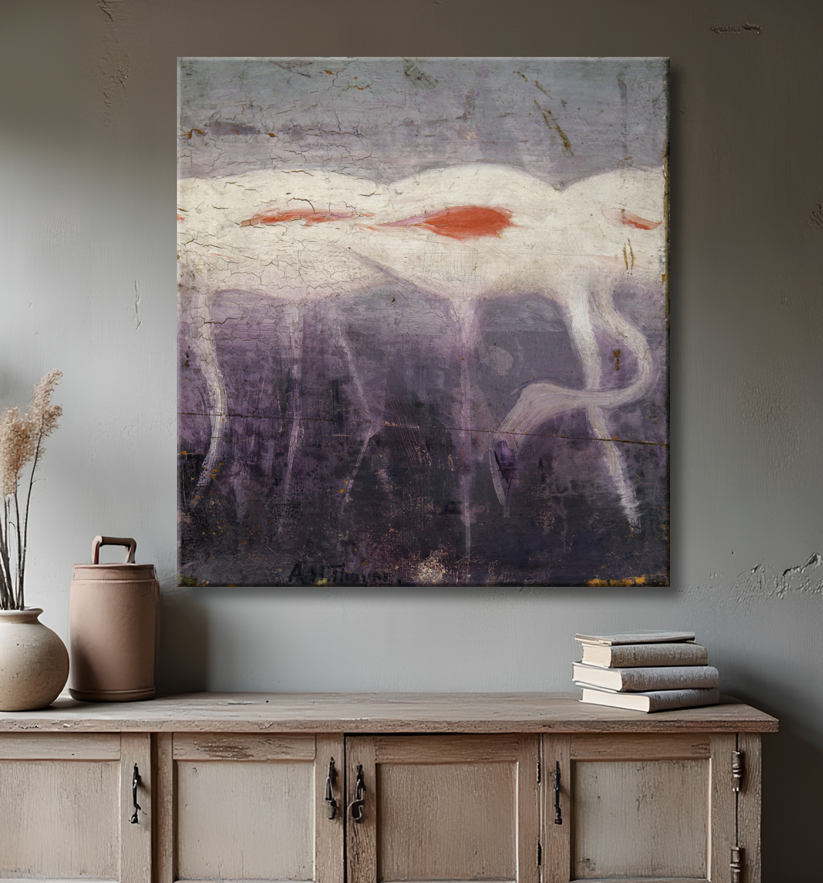 Reproduction White Flamingoes, étude pour le livre Concealing Coloration in the Animal Kingdom de Abbott Handerson Thayer, born Boston, MA 1849-died Dublin, NH 1921 avec decor