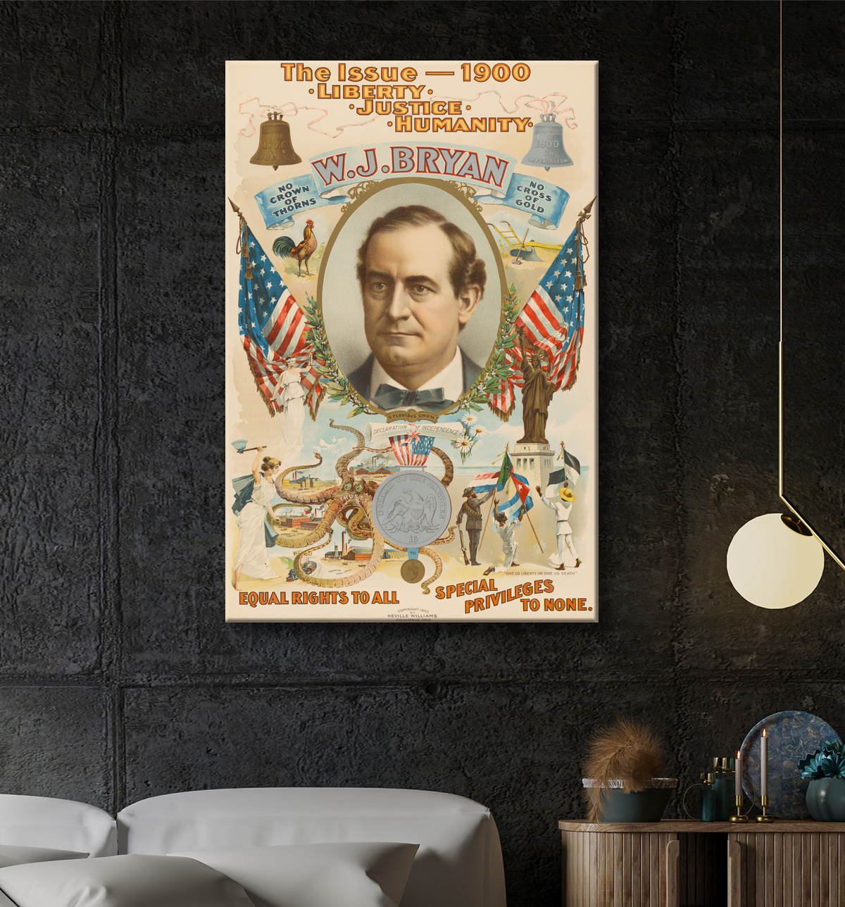 Reproduction William JenningsBryan de Strobridge Lithography Company, 1867 - 1961 avec decor