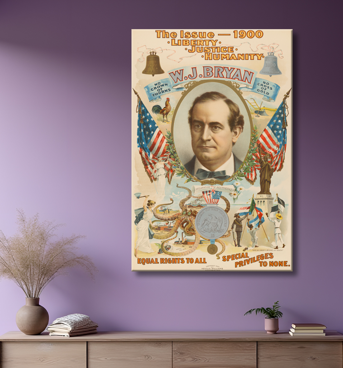 Reproduction William JenningsBryan de Strobridge Lithography Company, 1867 - 1961 avec decor