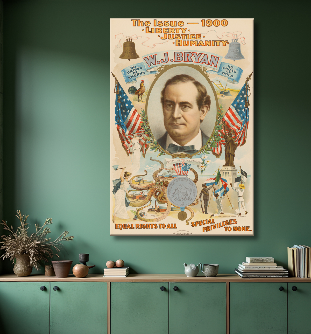 Reproduction William JenningsBryan de Strobridge Lithography Company, 1867 - 1961 avec decor