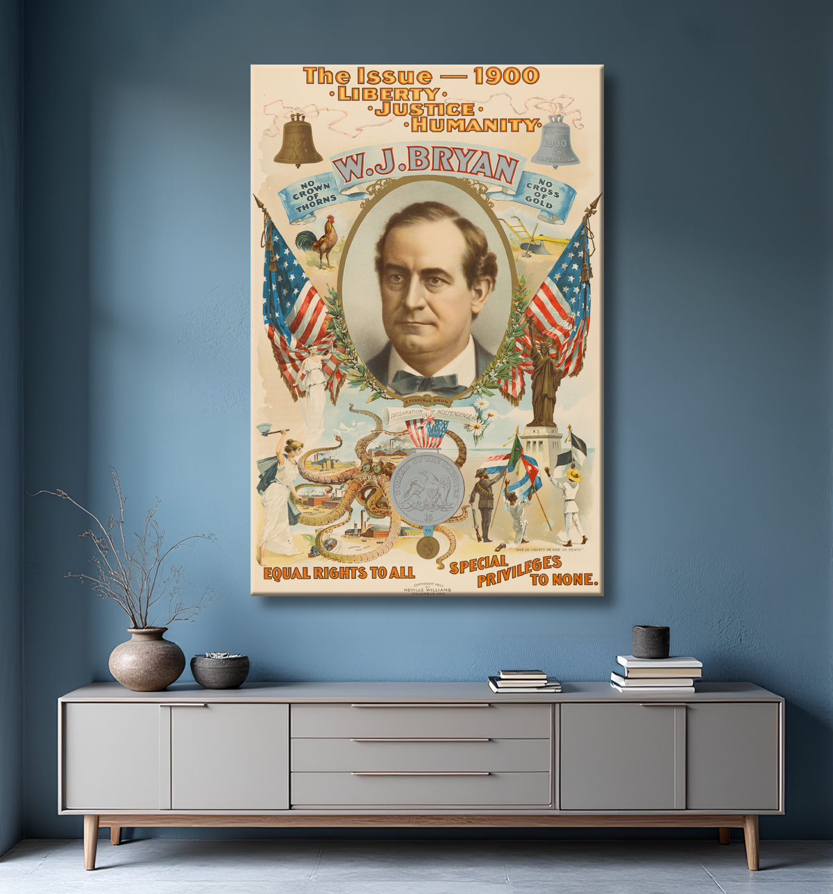 Reproduction William JenningsBryan de Strobridge Lithography Company, 1867 - 1961 avec decor