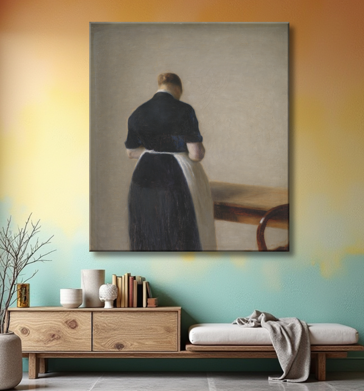 Reproduction Woman seen from the Back de Hammershøi, Vilhelm avec decor