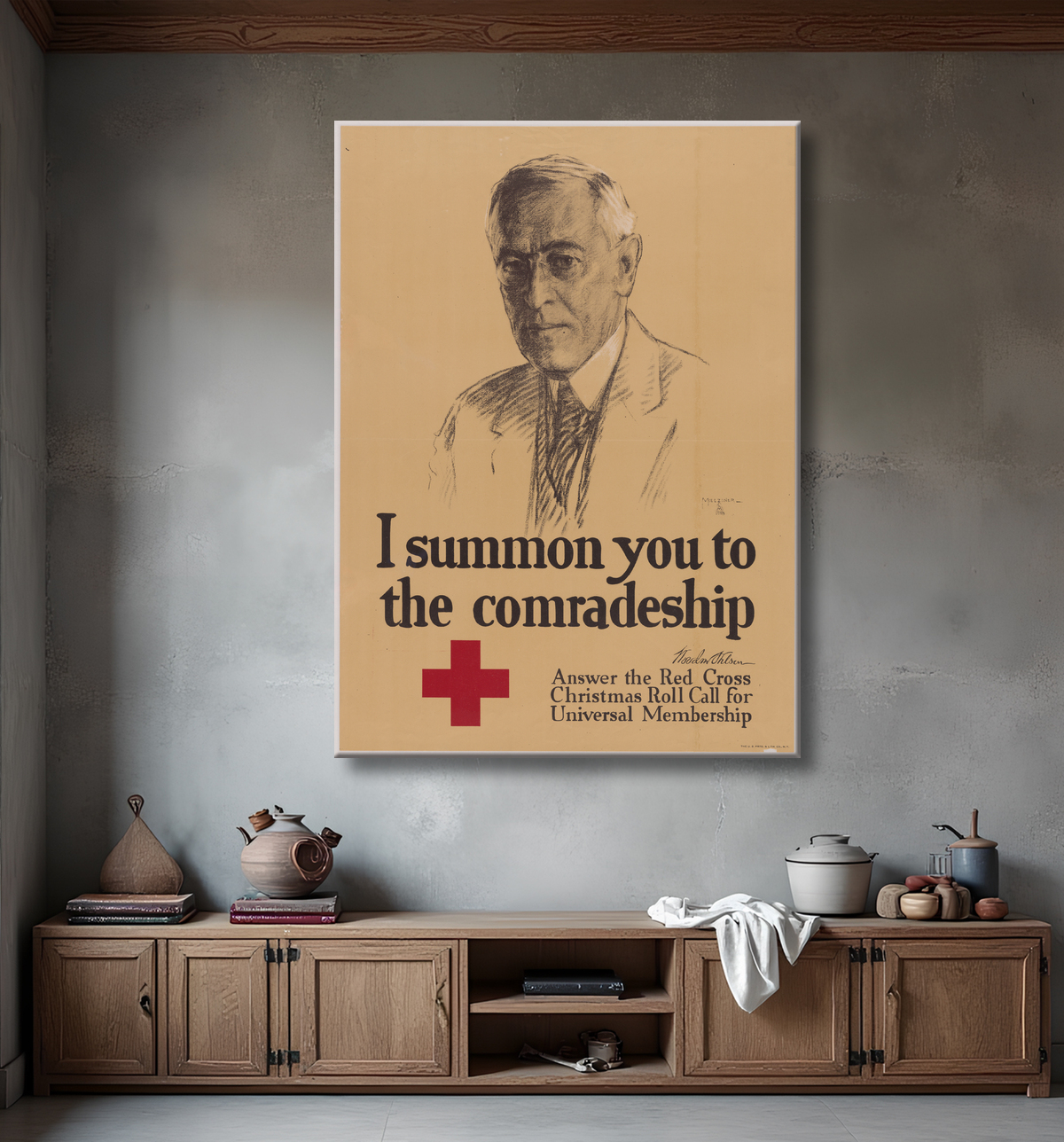 Reproduction Woodrow Wilson de Leo Mielziner, 1869 - 1935 avec decor