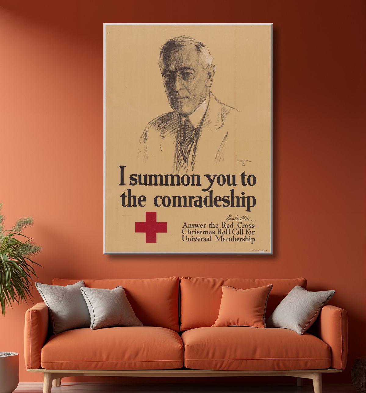 Reproduction Woodrow Wilson de Leo Mielziner, 1869 - 1935 avec decor