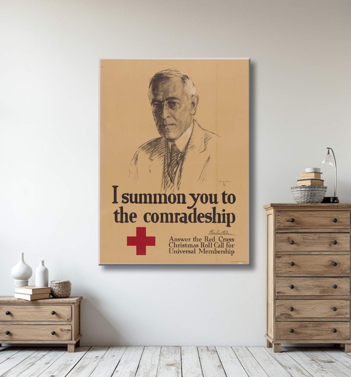 Reproduction Woodrow Wilson de Leo Mielziner, 1869 - 1935 avec decor