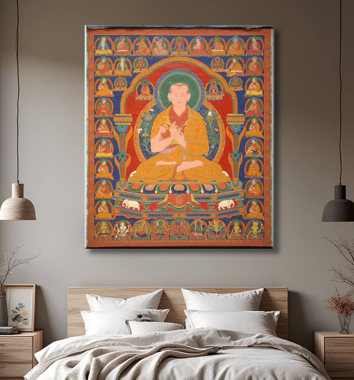 Reproduction Yong Zin Khon Shogpel : septième abbé du monastère de Ngor avec decor