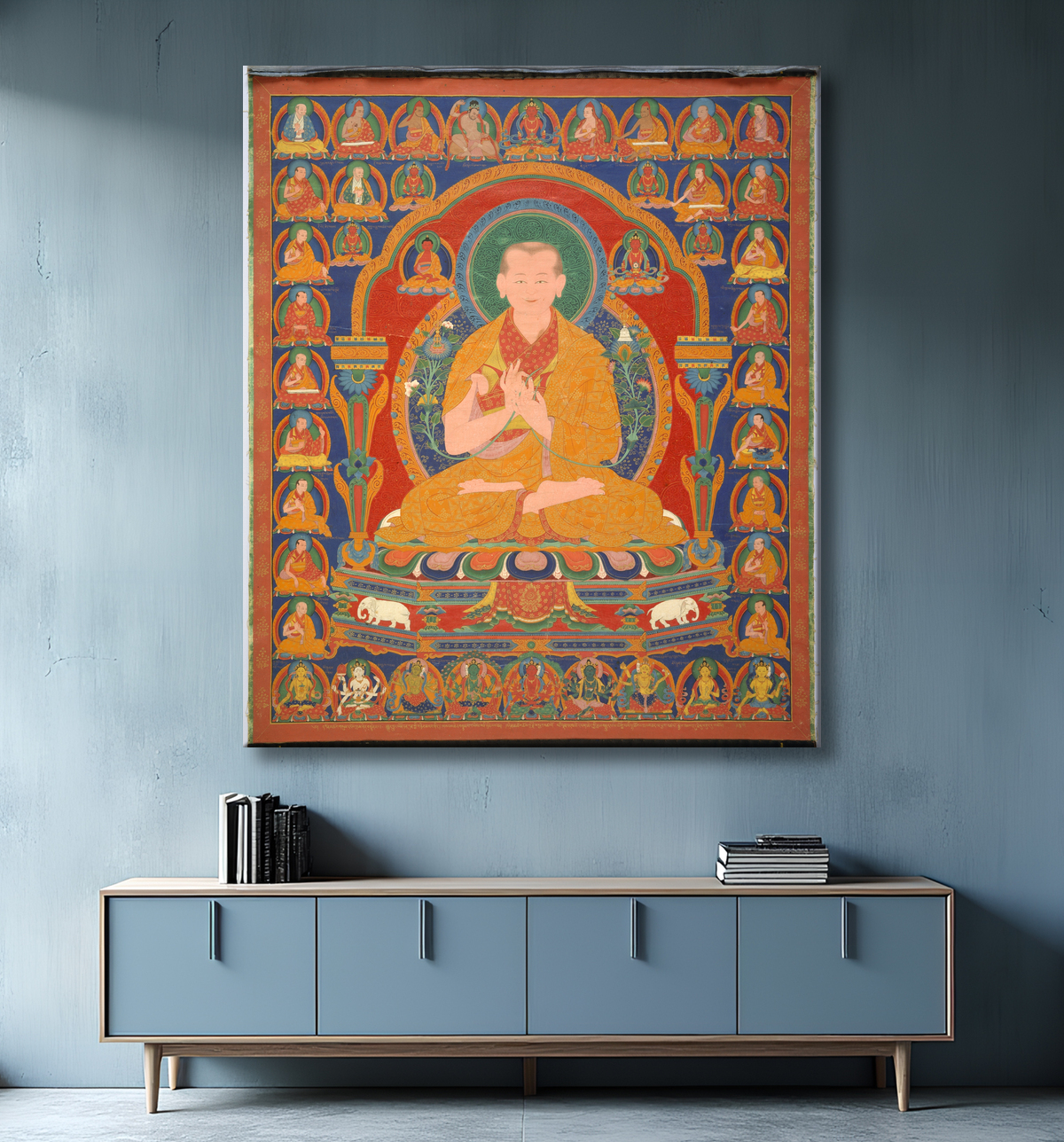 Reproduction Yong Zin Khon Shogpel : septième abbé du monastère de Ngor avec decor