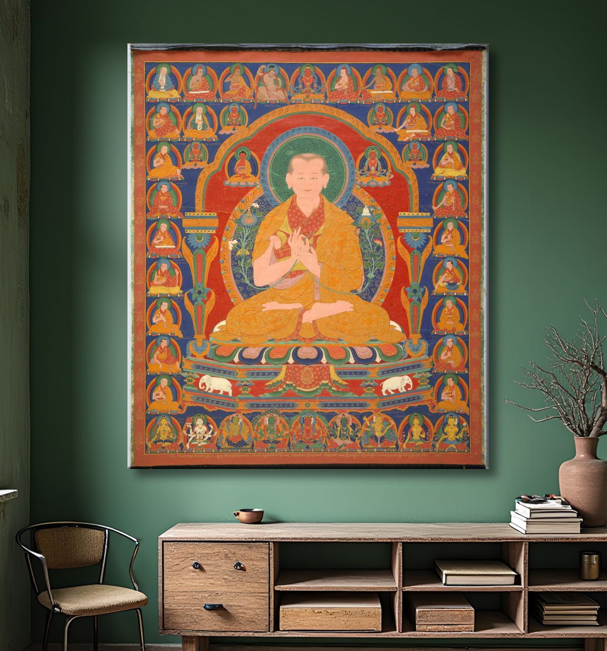 Reproduction Yong Zin Khon Shogpel : septième abbé du monastère de Ngor avec decor