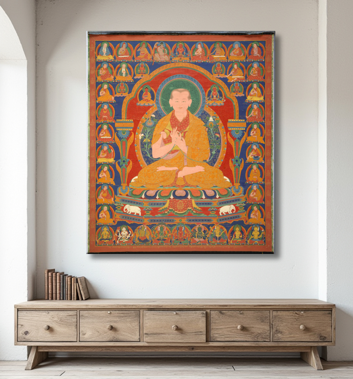 Reproduction Yong Zin Khon Shogpel : septième abbé du monastère de Ngor avec decor