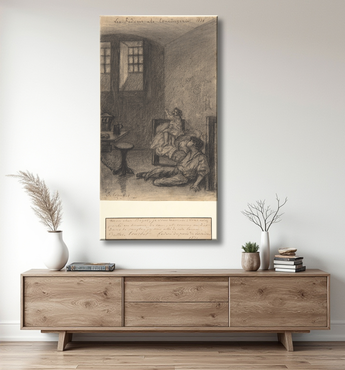 Reproduction Young Communards in Prison (Les Fédérés à la Conciergerie) de Gustave Courbet avec decor