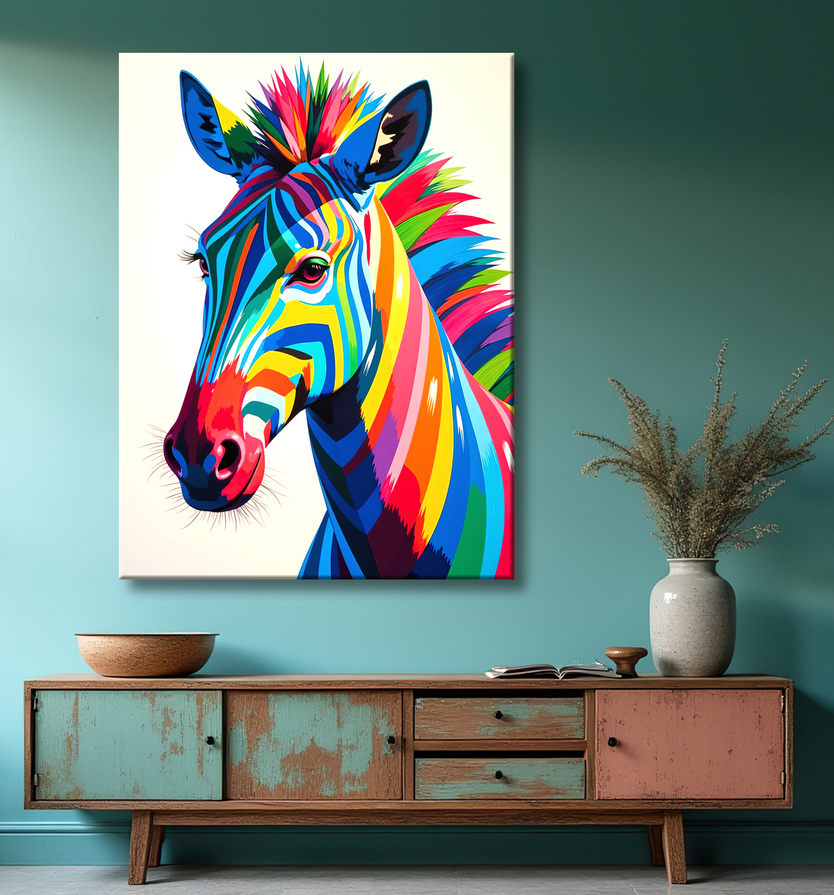 Tableau zèbre pop art - Éclat graphique et couleurs vives avec decor