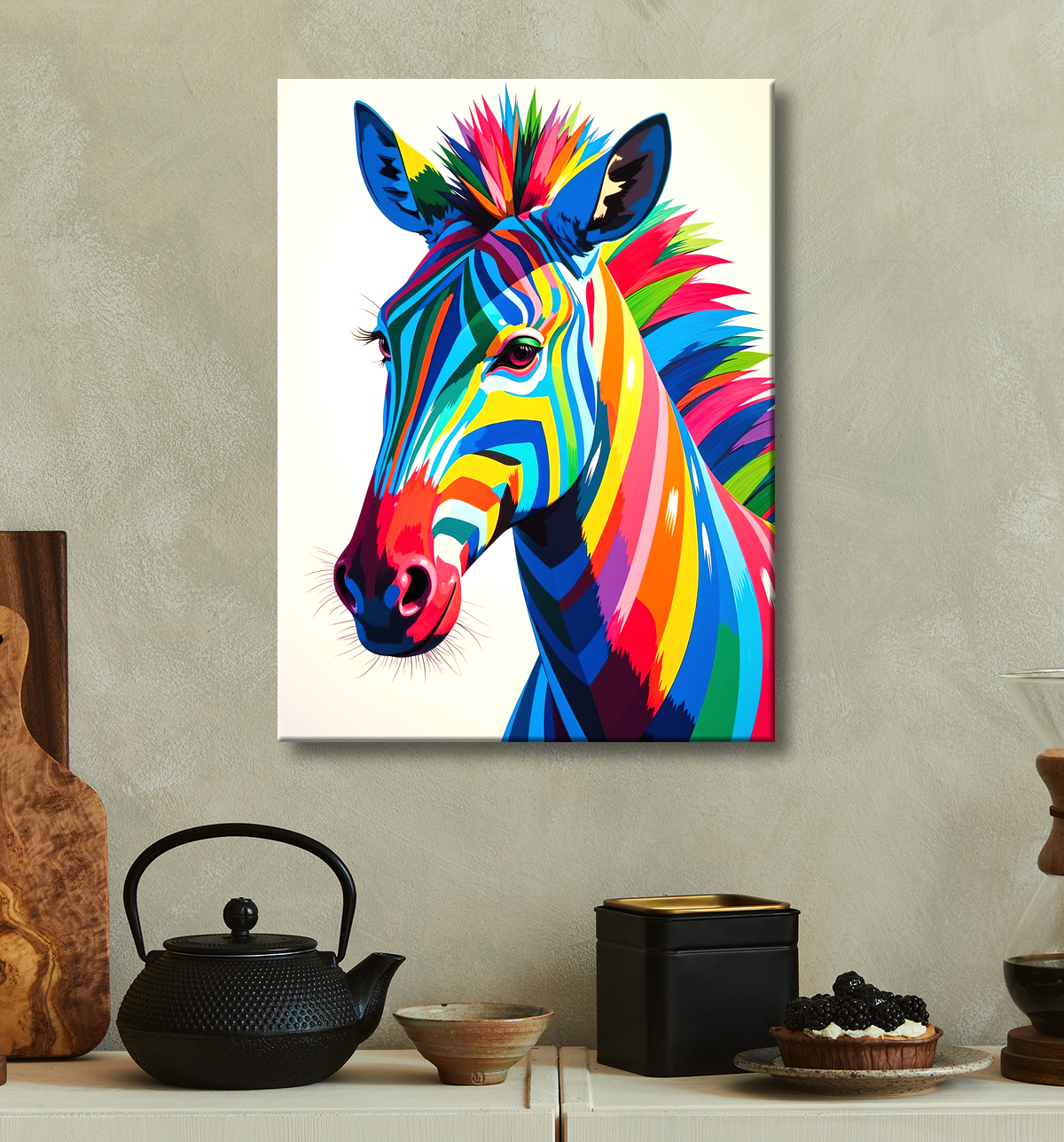 Tableau zèbre pop art - Éclat graphique et couleurs vives avec decor