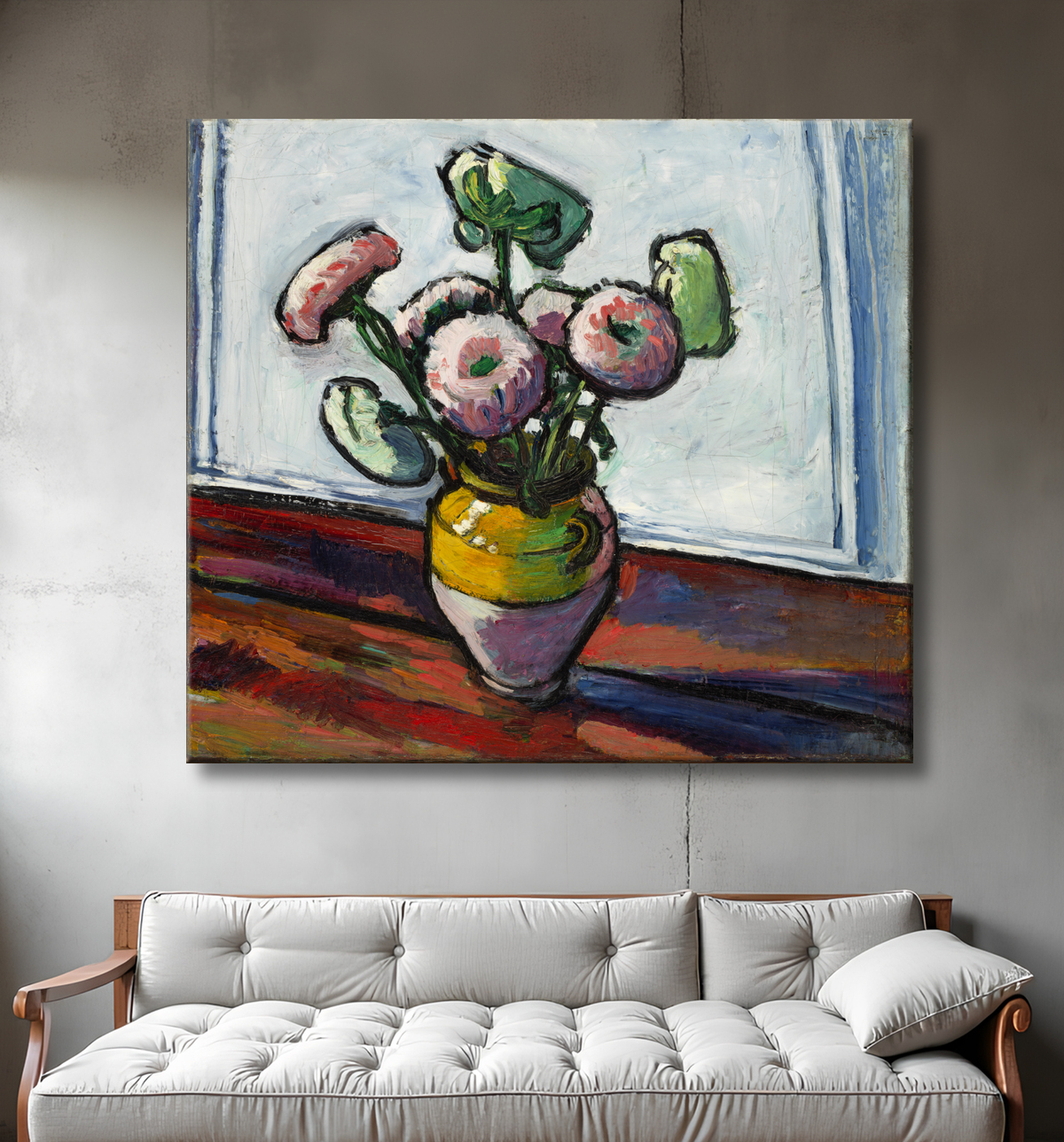 Reproduction Zinnia de H. Lyman Saÿen, born Philadelphia, PA 1875-died Philadelphia, PA 1918 avec decor