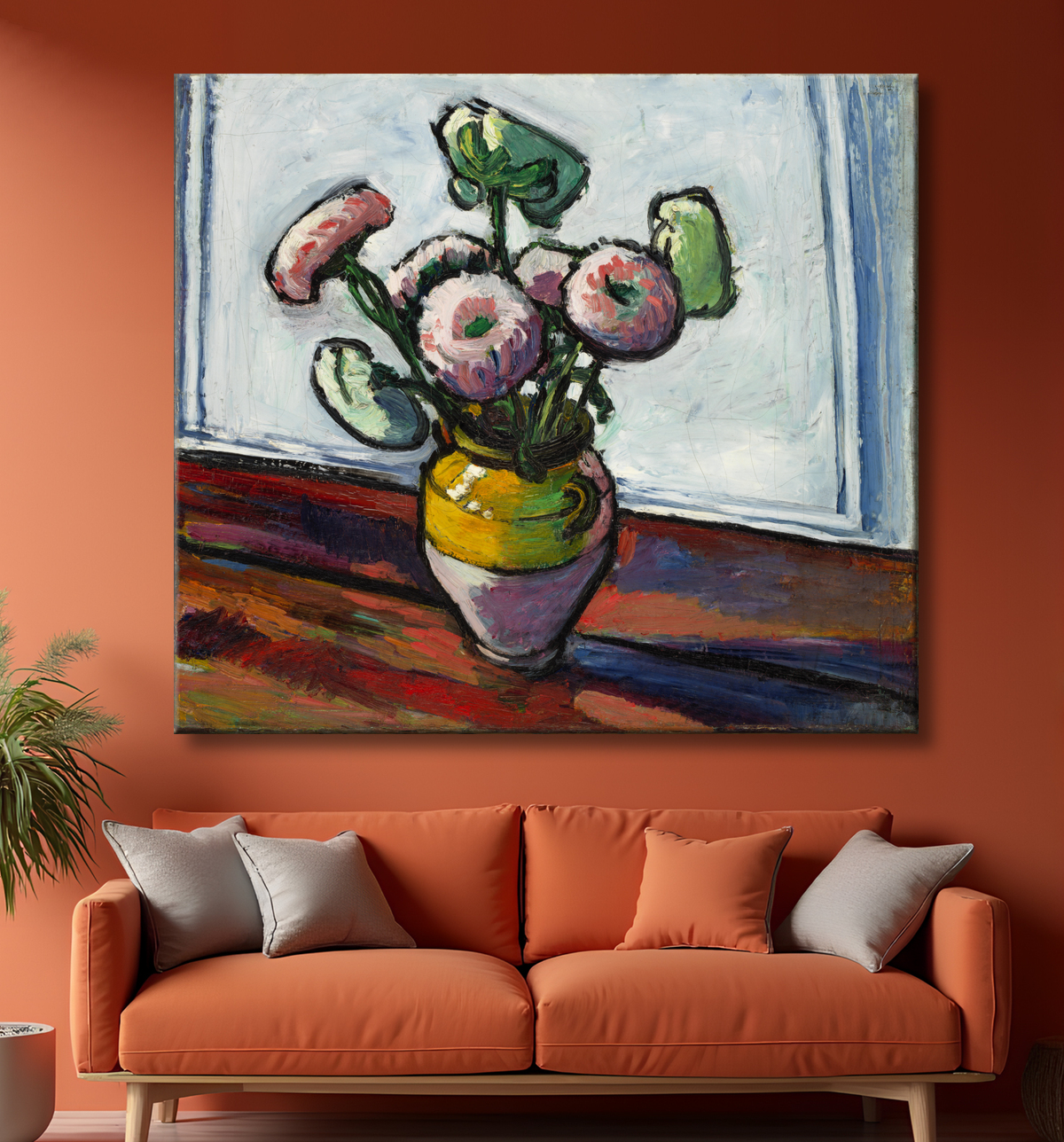 Reproduction Zinnia de H. Lyman Saÿen, born Philadelphia, PA 1875-died Philadelphia, PA 1918 avec decor