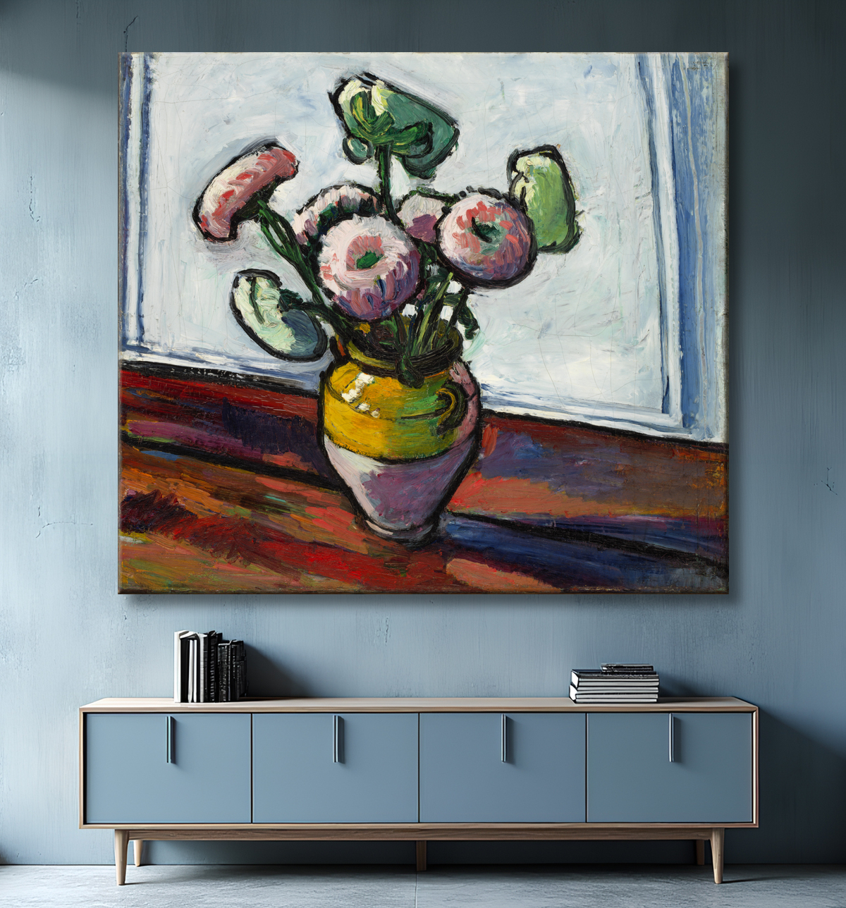 Reproduction Zinnia de H. Lyman Saÿen, born Philadelphia, PA 1875-died Philadelphia, PA 1918 avec decor