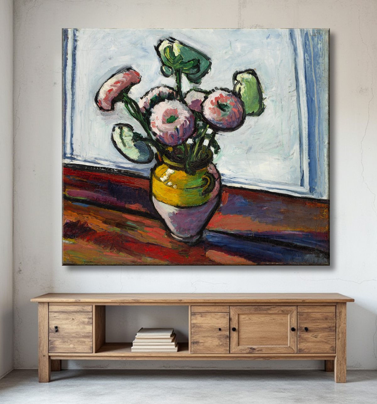Reproduction Zinnia de H. Lyman Saÿen, born Philadelphia, PA 1875-died Philadelphia, PA 1918 avec decor