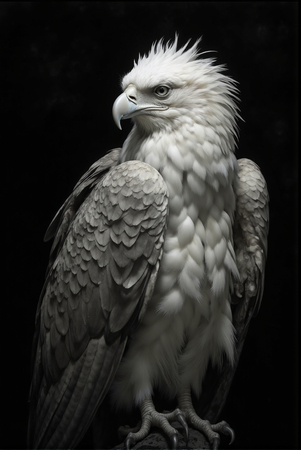 Portrait d’aigle royal photographié sur fond noir. Tableau décoratif puissant, noble et épuré, décliné en plusieurs formats. Une création exclusive DECOTAB, fabriquée en France.