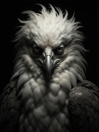 Portrait d’aigle royal photographié sur fond noir. Tableau décoratif puissant, noble et épuré, décliné en plusieurs formats. Une création exclusive DECOTAB, fabriquée en France.