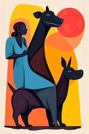 Tableau minimaliste d'un animal stylisé aux formes géométriques, inspiré par le cubisme et le pop art. Un design moderne idéal pour une décoration scandinave ou contemporaine.