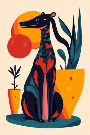 Tableau minimaliste d'un animal stylisé aux formes géométriques, inspiré par le cubisme et le pop art. Un design moderne idéal pour une décoration scandinave ou contemporaine.