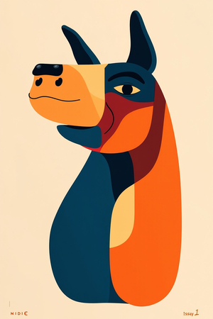 Tableau minimaliste d'un animal stylisé aux formes géométriques, inspiré par le cubisme et le pop art. Un design moderne idéal pour une décoration scandinave ou contemporaine.