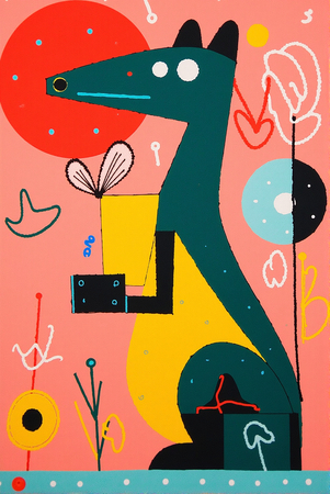 Tableau minimaliste d'un animal stylisé aux formes géométriques, inspiré par le cubisme et le pop art. Un design moderne idéal pour une décoration scandinave ou contemporaine.