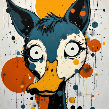 Tableau portrait animalier ultra stylisé, minimaliste et coloré, parfait pour une décoration moderne et épurée. Tirage d'art réalisé en France.