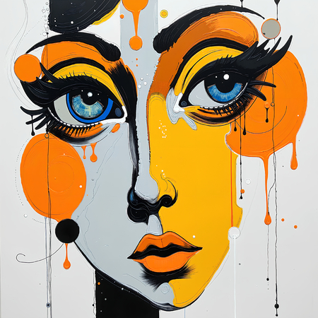 Tableau portrait stylisé très coloré, inspiré par l'art moderne et le cubisme, idéal pour une décoration originale et expressive. Fabriqué en France en tirage d'art.