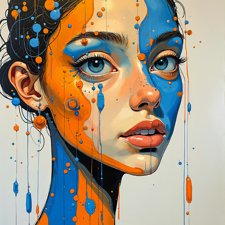 Tableau portrait stylisé très coloré, inspiré par l'art moderne et le cubisme, idéal pour une décoration originale et expressive. Fabriqué en France en tirage d'art.