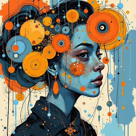 Tableau portrait stylisé très coloré, inspiré par l'art moderne et le cubisme, idéal pour une décoration originale et expressive. Fabriqué en France en tirage d'art.