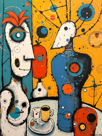 Tableau portrait stylisé très coloré, inspiré par l'art moderne et le cubisme, idéal pour une décoration originale et expressive. Fabriqué en France en tirage d'art.